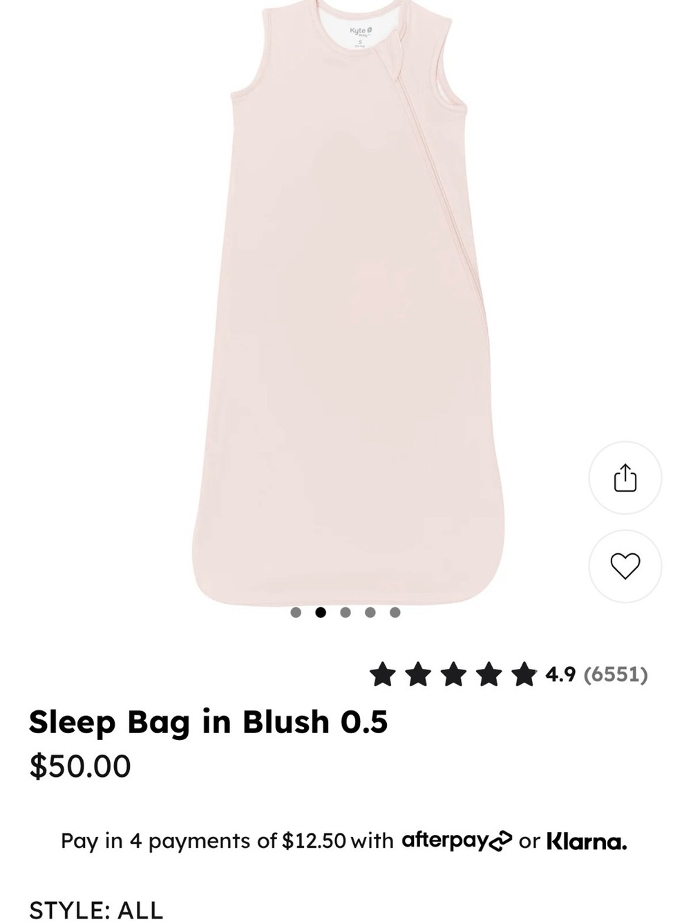 Kyte BABY Blush Sleep Sack 0.5 tog